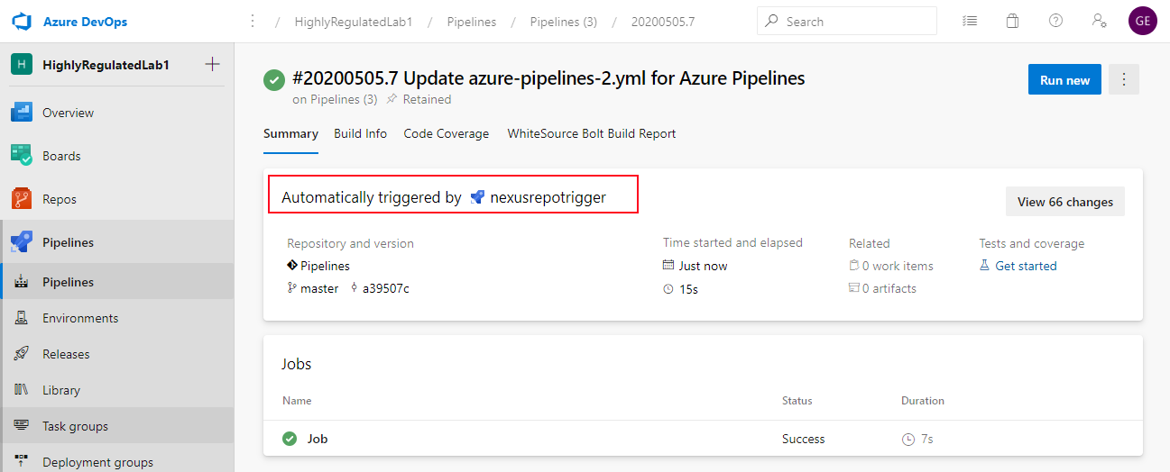 Triggering Azure Pipelines with an offline artefact repository